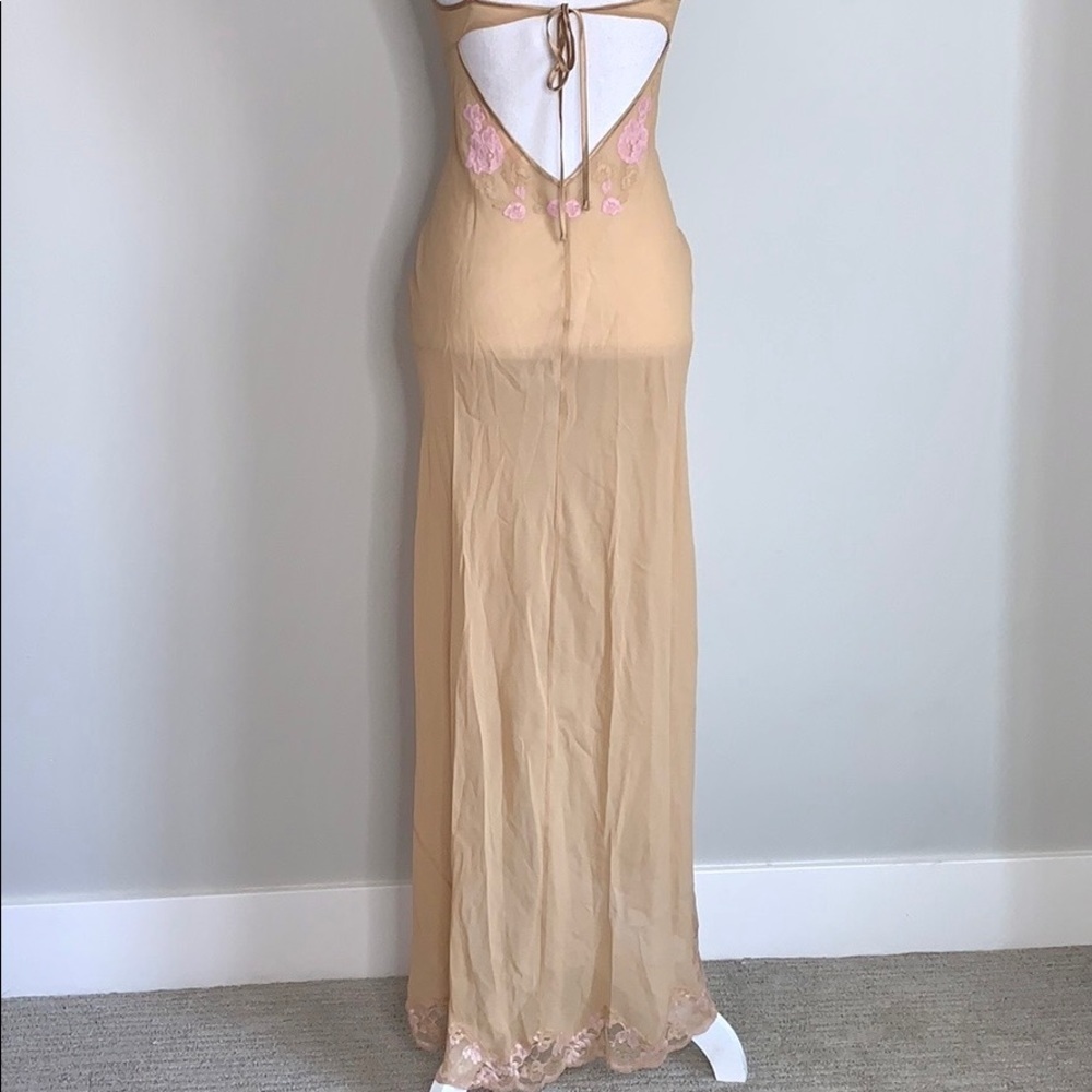 Victoria’s Secret Nude Embroidered Silk Maxi Slip - Picture 10 of 13